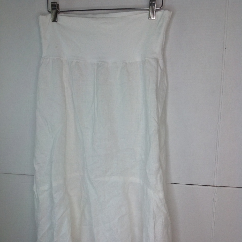 JUST JU White Linen Skirt Linen Flare